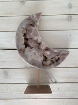 Pink Amethyst Moon on Rose Gold Stand