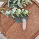 Rose Quartz Sterling Silver Double Terminated Point Pendant