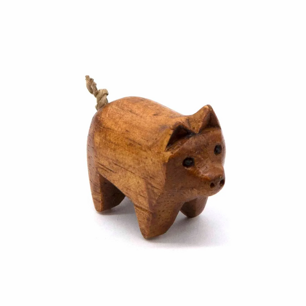 Pocket Pig Wooden Carving