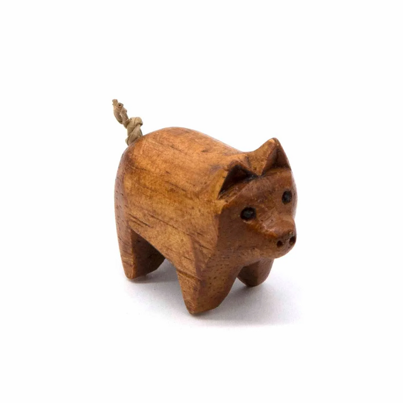 Pocket Pig Wooden Carving