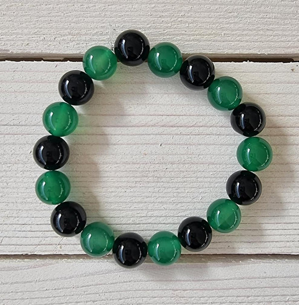 Black & Green Onyx Bead Bracelet