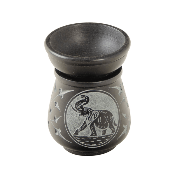Black & Grey Carved Soapstone Burner