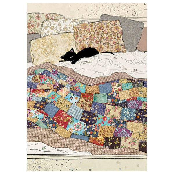 Bug Art Bed Kitty Greetings Card