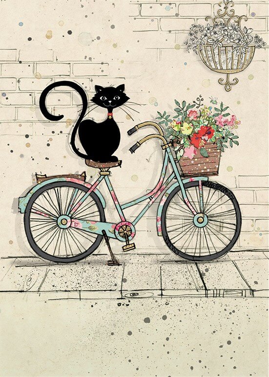 Bug Art Bike Cat Greetings Card