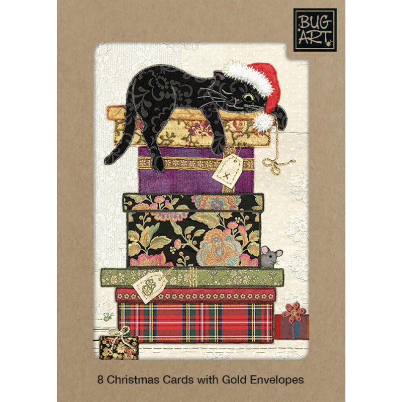 Bug Art Cat Presents Greetings Card