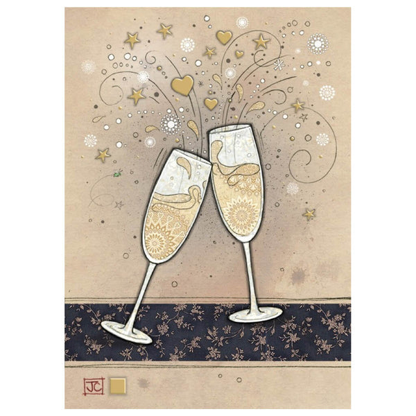 Bug Art Champagne Glasses Greetings Card