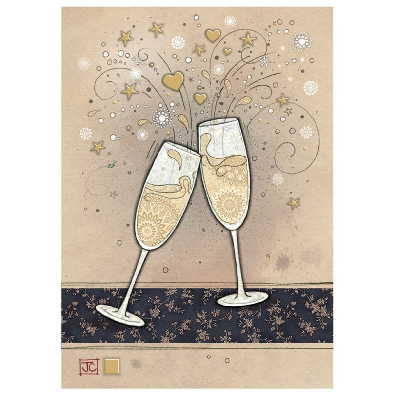 Bug Art Champagne Glasses Greetings Card