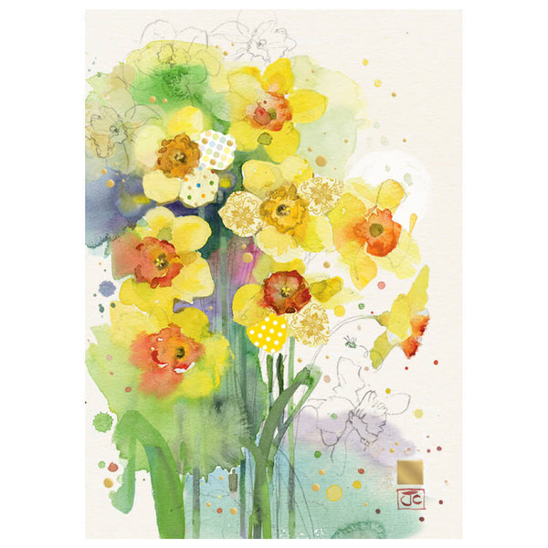Bug Art Daffodils Greetings Card