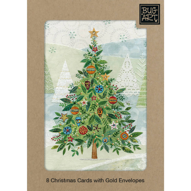 Bug Art Embroidered Tree Christmas Card