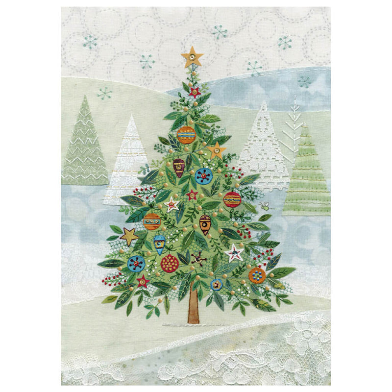 Bug Art Embroidered Tree Christmas Card