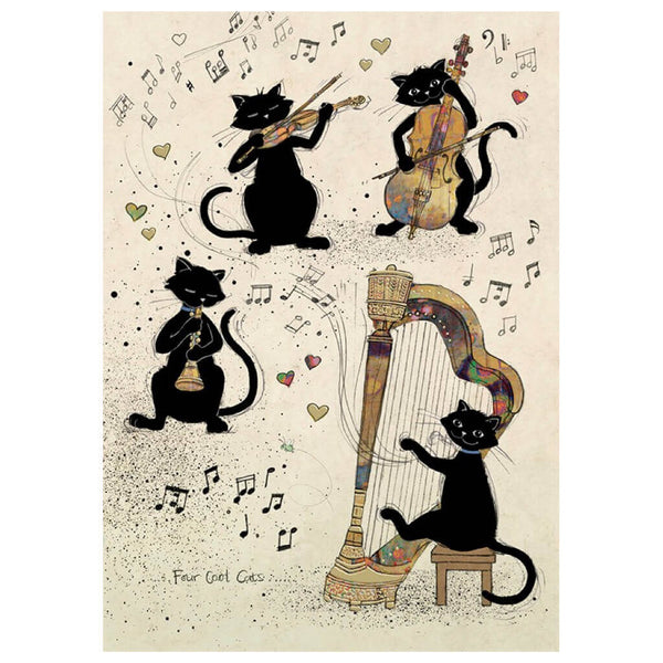 Bug Art Four Cool Cats Greetings Card