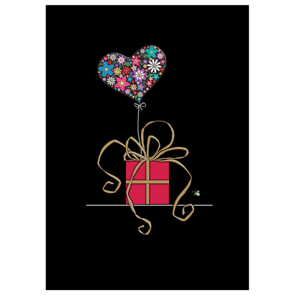 Bug Art Heart Balloon Greetings Card