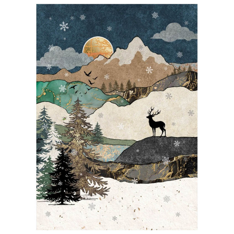 Bug Art Mountain Stag Christmas Card