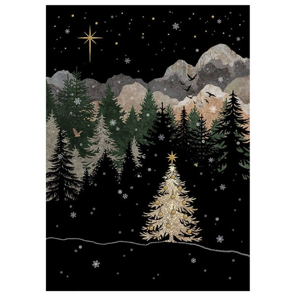 Bug Art Mountain Tree Christmas Card
