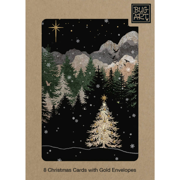 Bug Art Mountain Tree Christmas Card