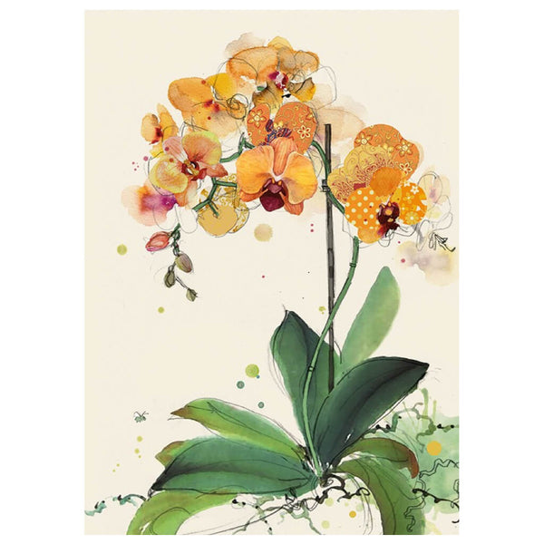 Bug Art Orange Orchids Greetings Card