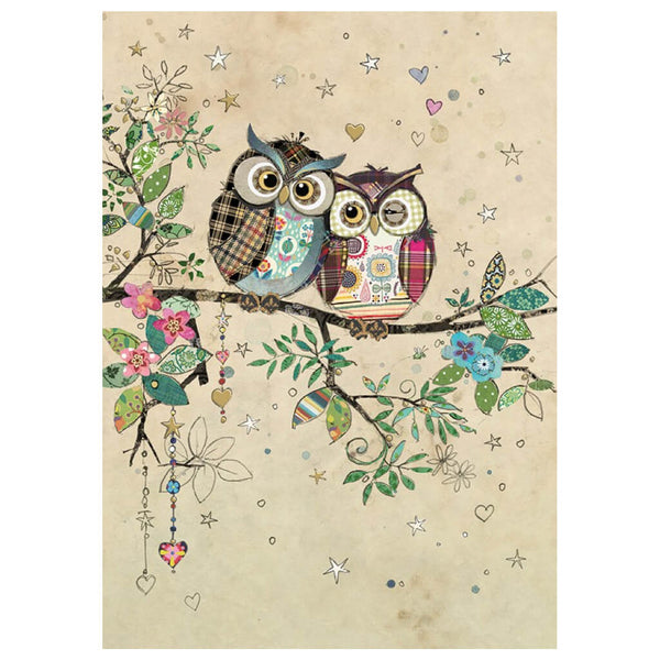 Bug Art Owl Couple Greetings Card