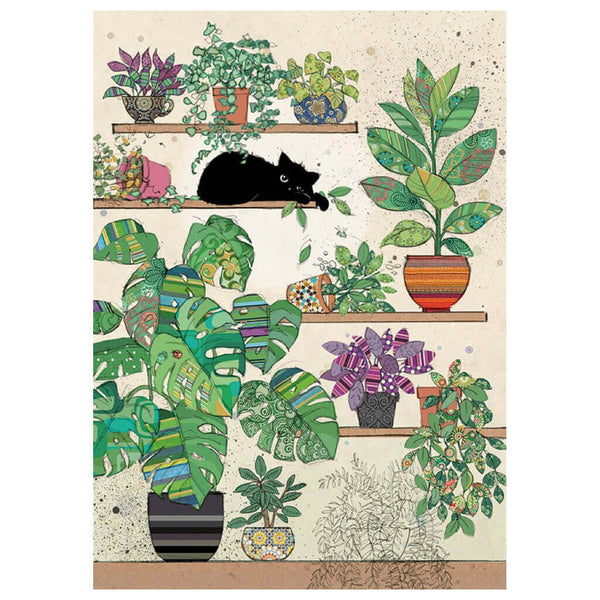 Bug Art Plants Kitty Greetings Card