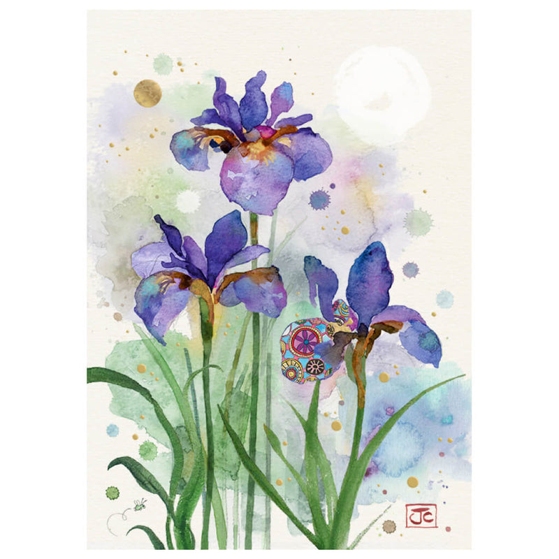 Bug Art Purple Irises Greetings Card