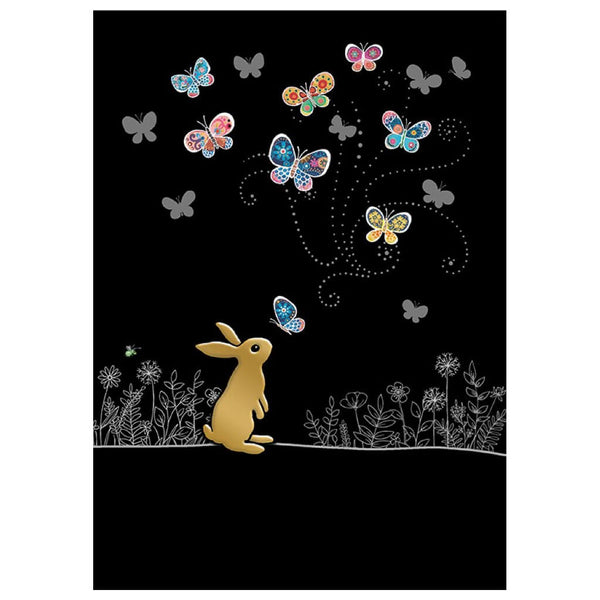 Bug Art Rabbit Butterflies Greetings Card