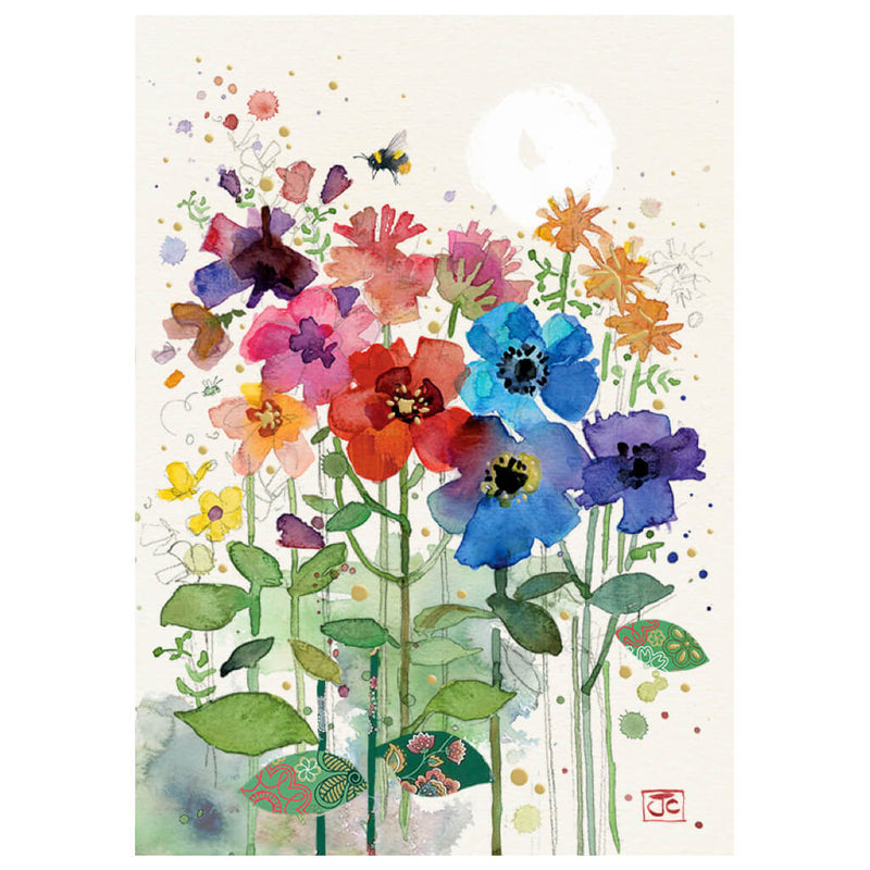 Bug Art Rainbow Flowers Greetings Card