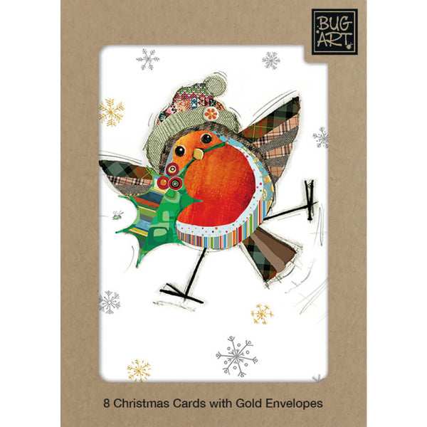 Bug Art Robin Holly Christmas Card