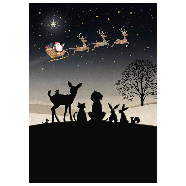 Bug Art Santa Gazing Christmas Card
