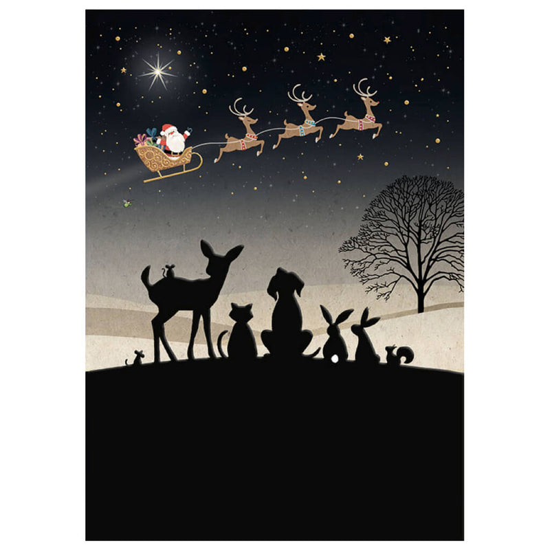 Bug Art Santa Gazing Christmas Card