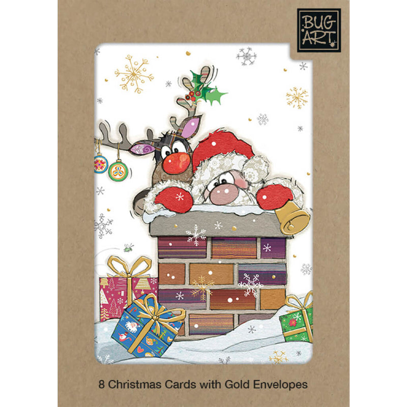 Bug Art Santa Roof Christmas Card