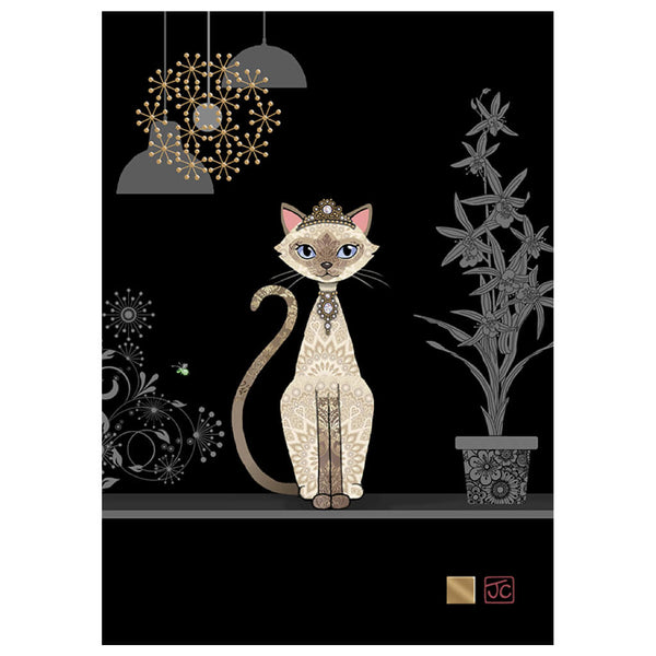 Bug Art Siamese Cat Greetings Card