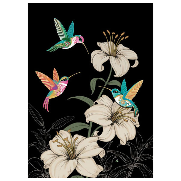 Bug Art Three Hummingbirds Greetings Card