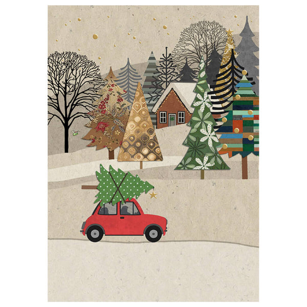 Bug Art Tree Car Christmas Card