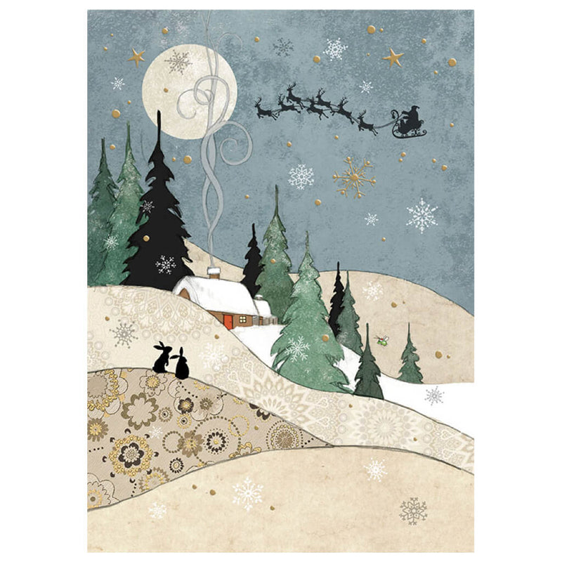 Bug Art Winter Cottage Christmas Card