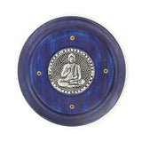 Coloured Round Wooden Incense Holder - Buddha