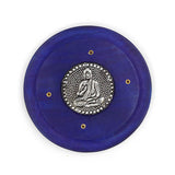 Coloured Round Wooden Incense Holder - Buddha