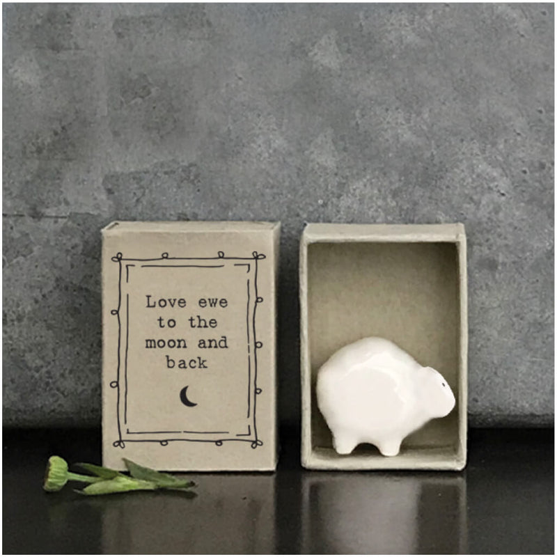East of India Matchbox Porcelain Sheep
