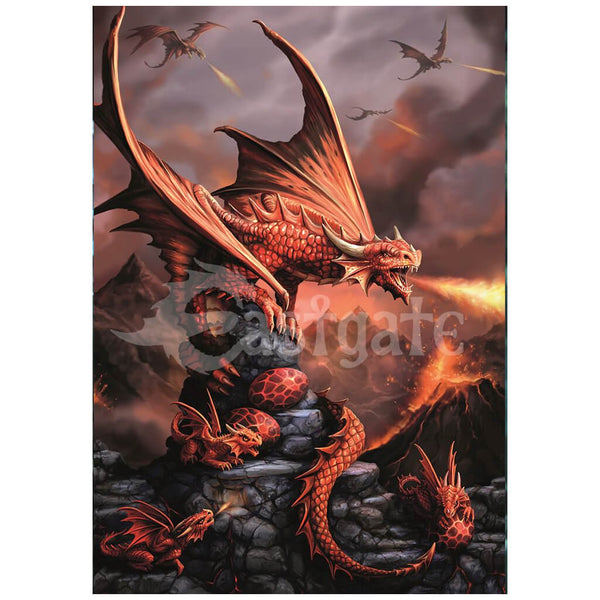 Fire Dragon Greetings Card by Anne Stokes