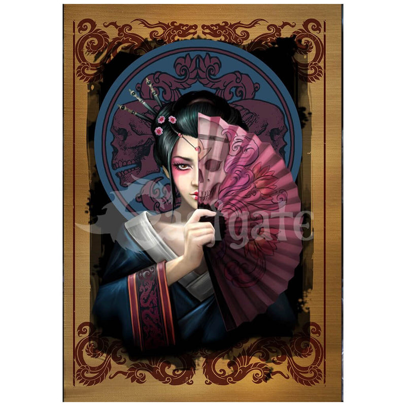 Geisha Skull Greetings Card by Anne Stokes