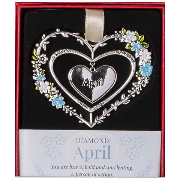 Birthstone Hanging Heart Decoration April