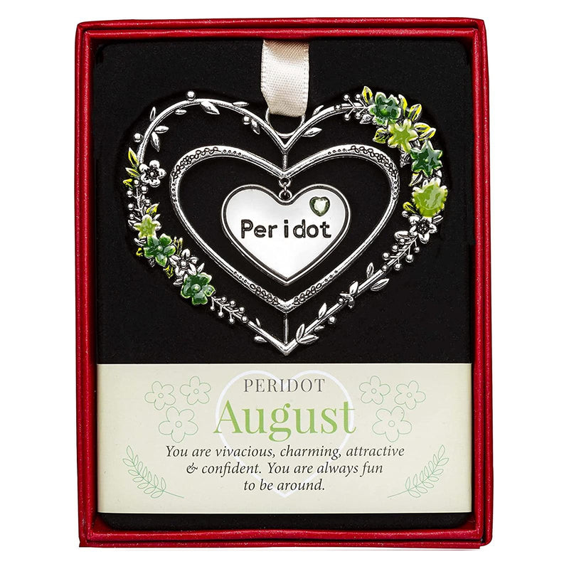 Birthstone Hanging Heart Decoration August
