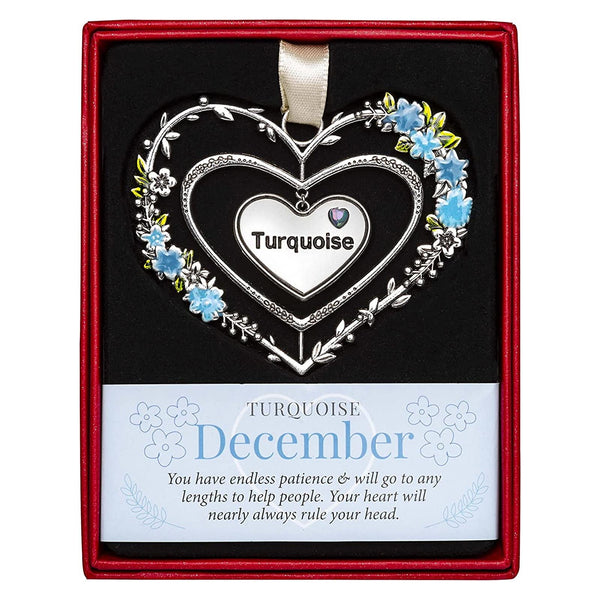 Birthstone Hanging Heart Decoration December