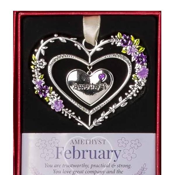 Birthstone Hanging Heart Decoration February