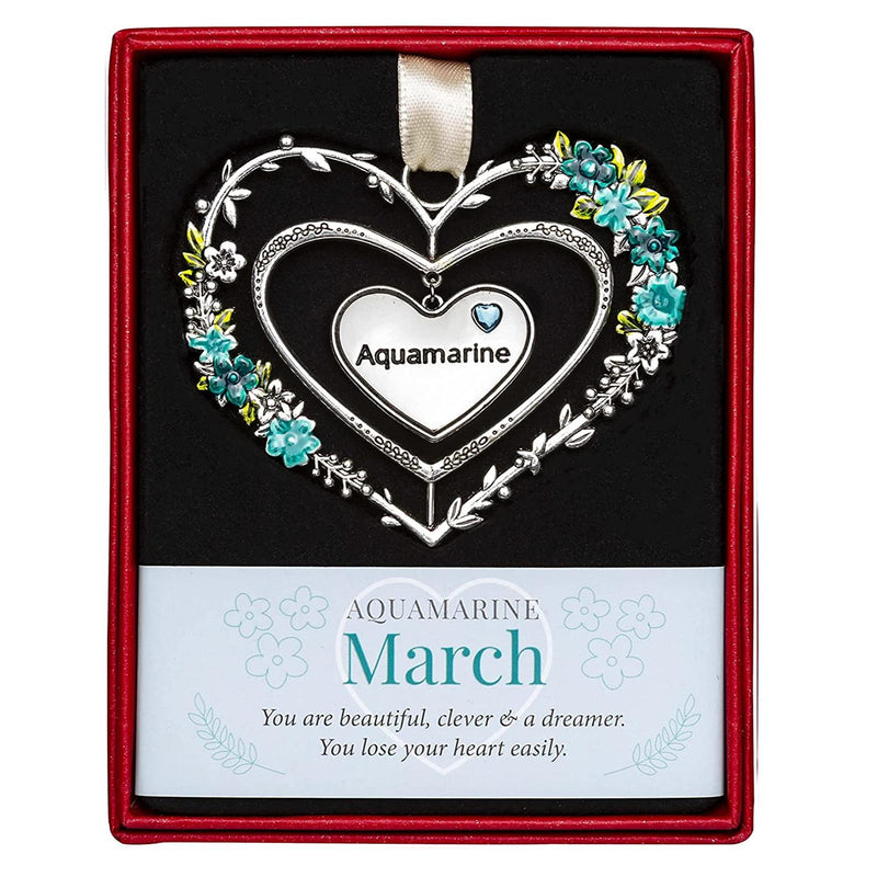 Birthstone Hanging Heart Decoration March