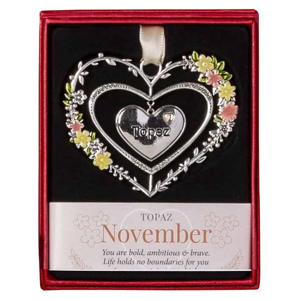 Birthstone Hanging Heart Decoration November