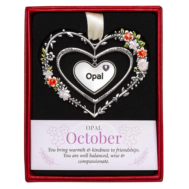 Birthstone Hanging Heart Decoration October