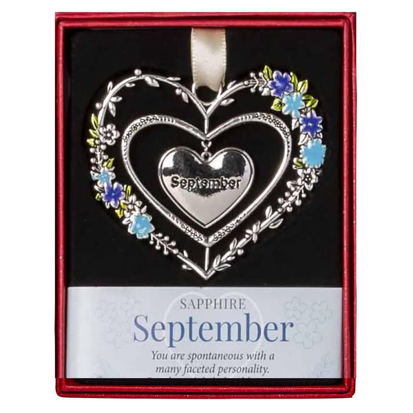 Birthstone Hanging Heart Decoration September