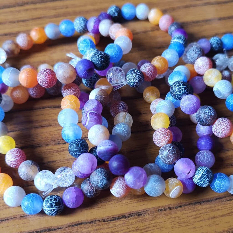 Adults Frosted Agate Rainbow Bead Bracelet