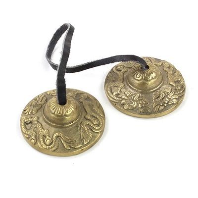 Brass Medium Tingsha Dragon Design