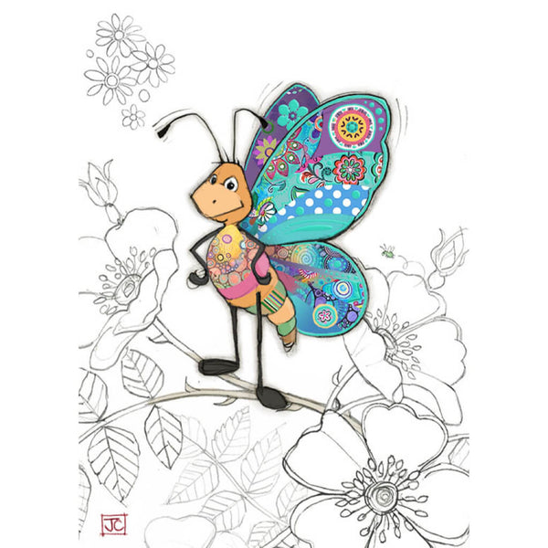 Bug Art Bertie Butterfly Greetings Card