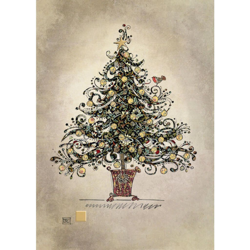 Bug Art Black Chintz Tree Christmas Card